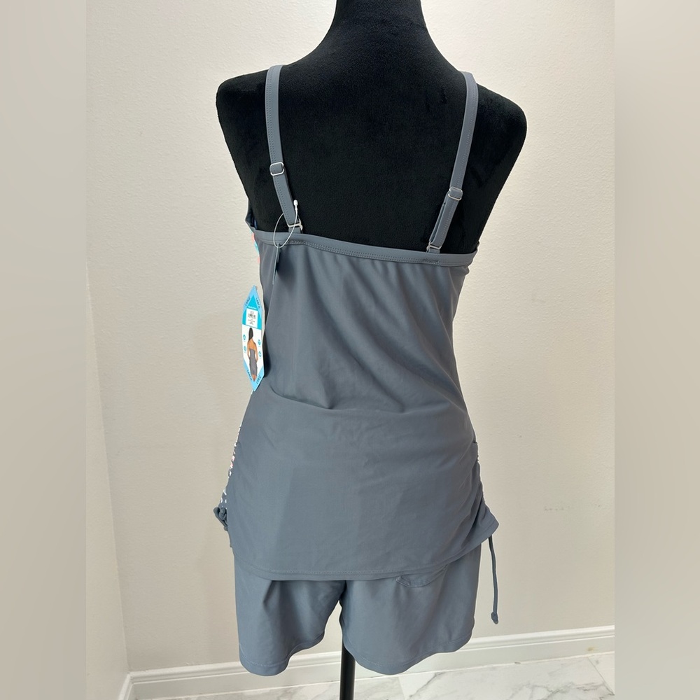 Free Country Blue Tropical Two-Piece Swimsuit, Size L (12-14) NWT - Picture 5 of 9